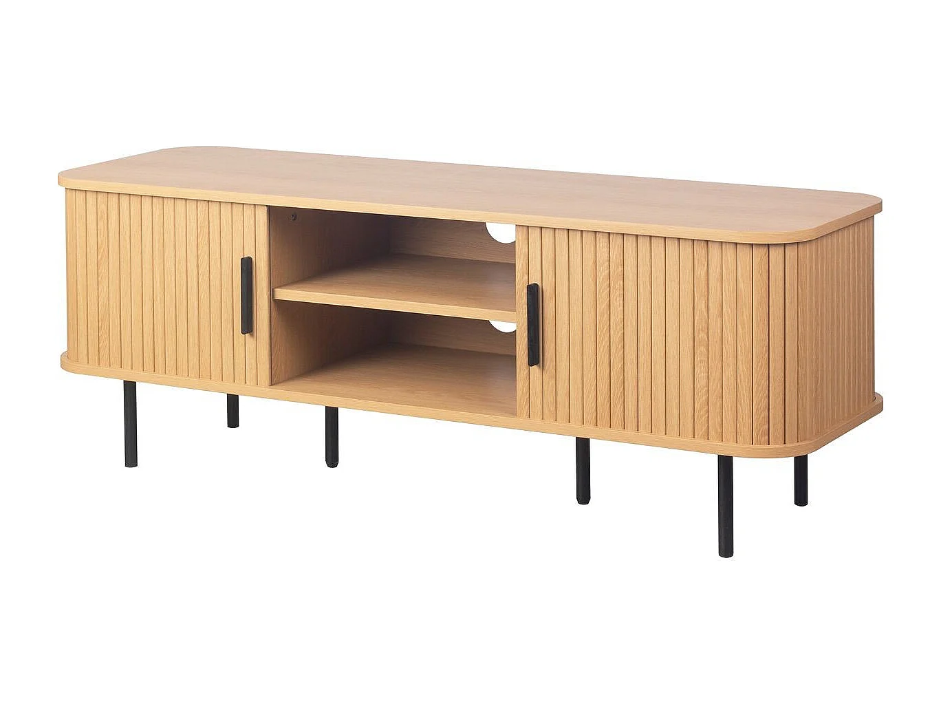 Meuble TV 2 portes 2 niches effet Chêne 120 cm - Sora