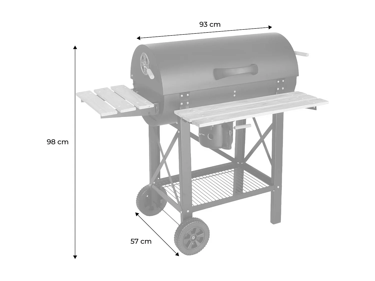 Barbecue américain charbon de bois - Serge noir - Smoker américain avec aérateurs. récupérateur de cendres. fumoir. housse