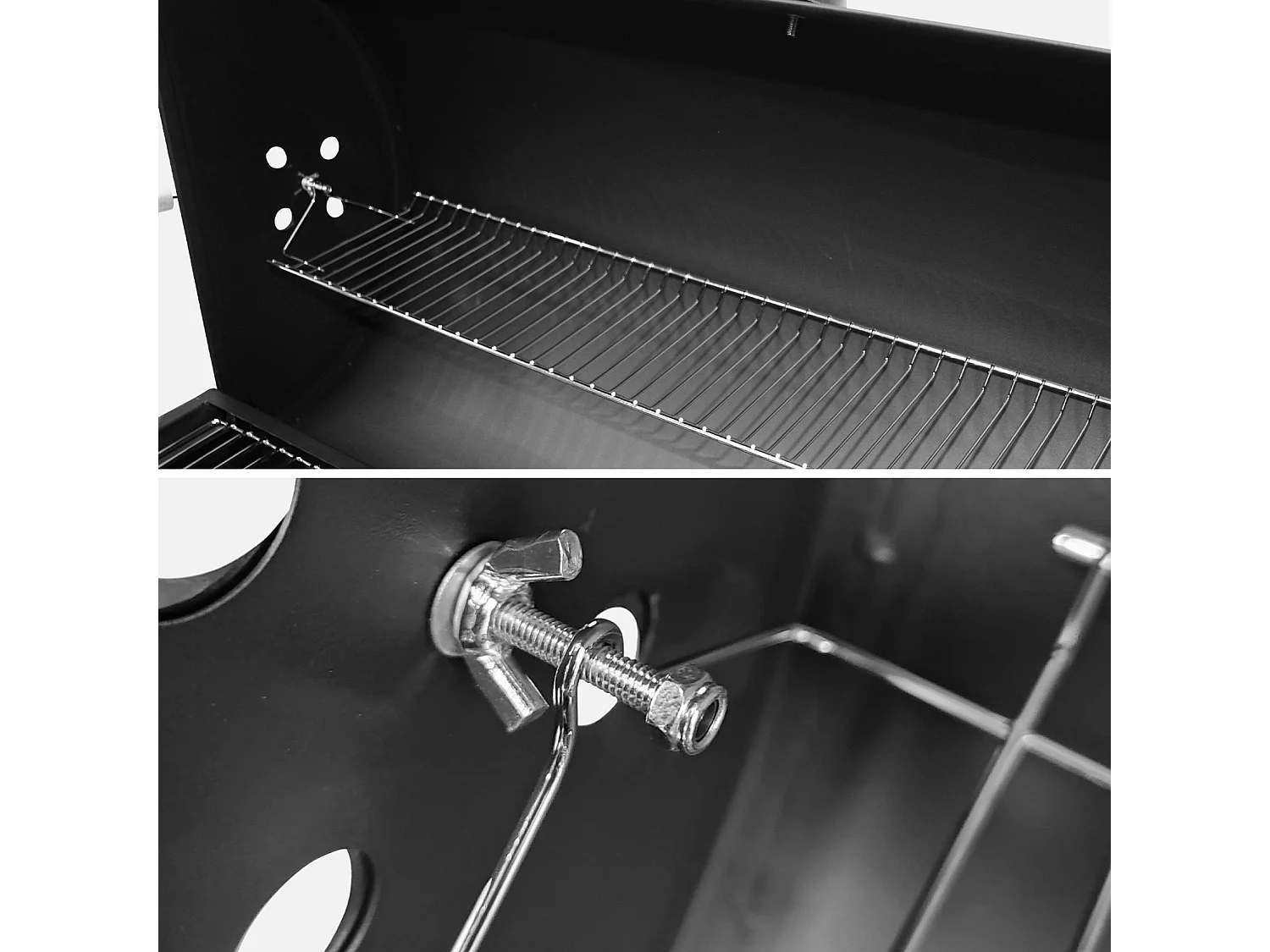 Barbecue américain charbon de bois - Serge noir - Smoker américain avec aérateurs. récupérateur de cendres. fumoir. housse