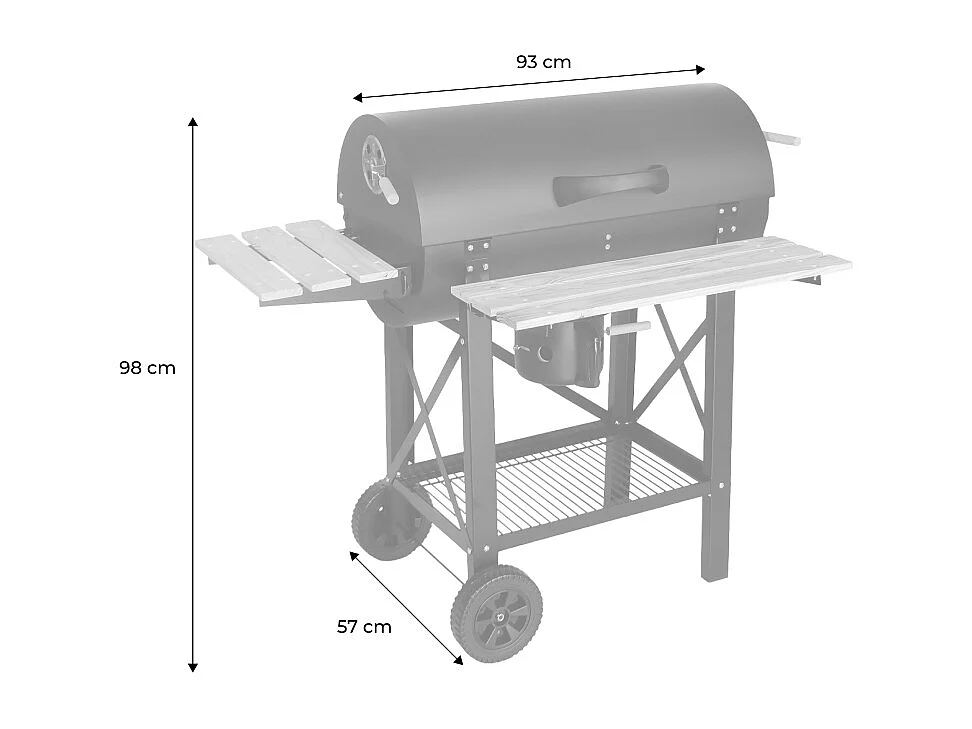 Barbecue américain charbon de bois - Serge noir - Smoker américain avec aérateurs. récupérateur de cendres. fumoir. housse