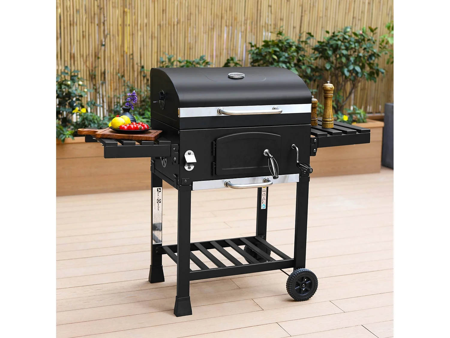 Parrilla de carbón con funda negro