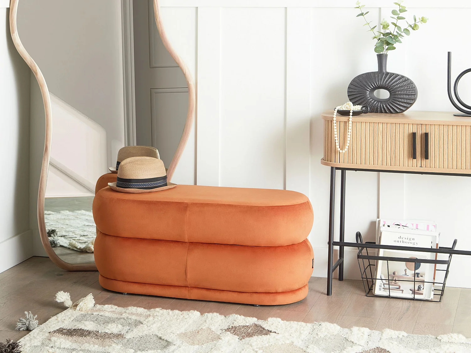 Banco ELLENDALE Veludo Laranja