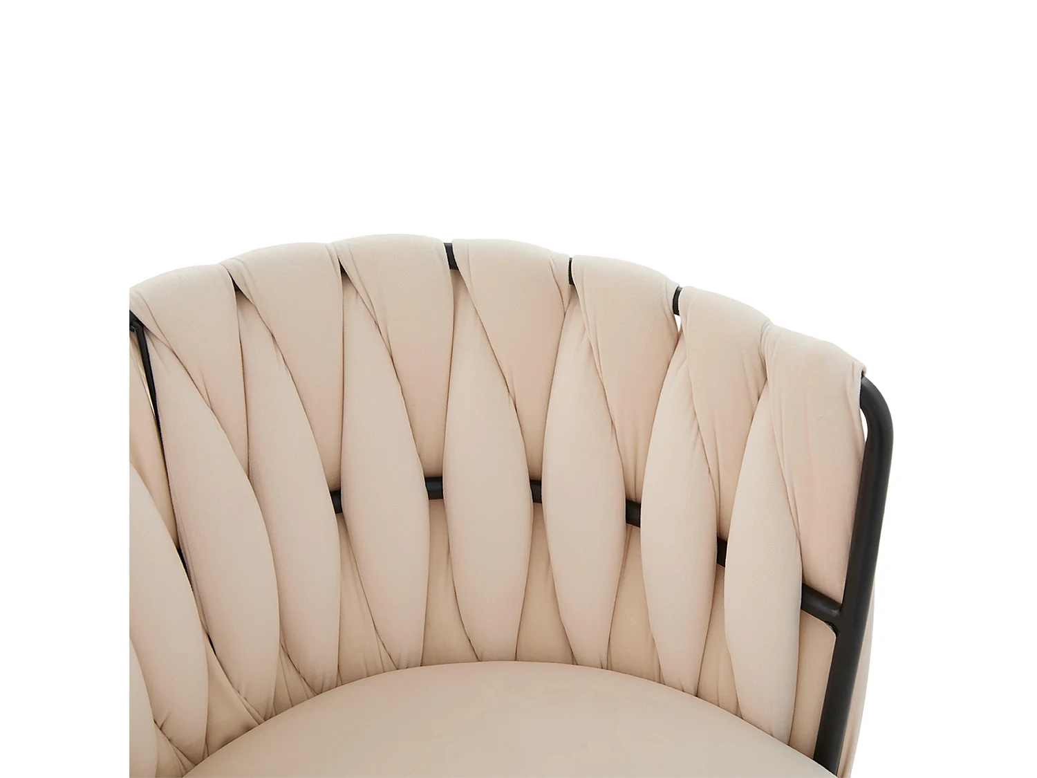 Lot de 2 chaises de salle à manger pivotantes à 180°, pour le salon, pied en métal noir, Velours iovoire