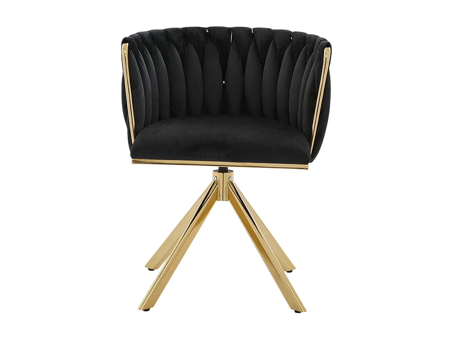 Lot de 2 chaises de salle à manger pivotantes à 180°, pour le salon, pied en métal doré, Velours noir