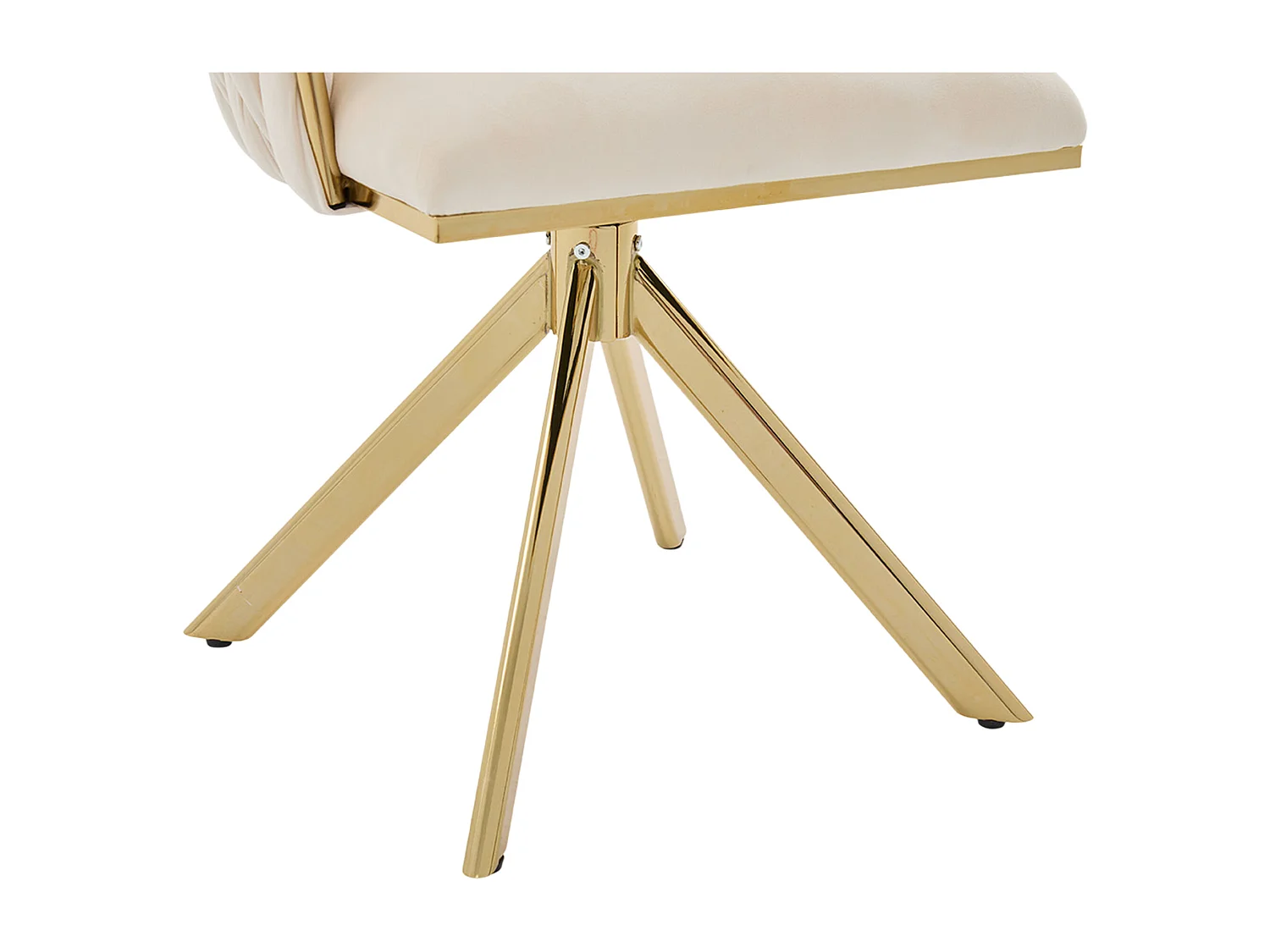 Draaistoel – 1-Stuk Met 180° Draaifunctie & Ergonomische Rugsteun – Hoogbelastbaar Metalen Frame Met Verstelbare Antislipvoetjes – Fluweel – Crèmewit