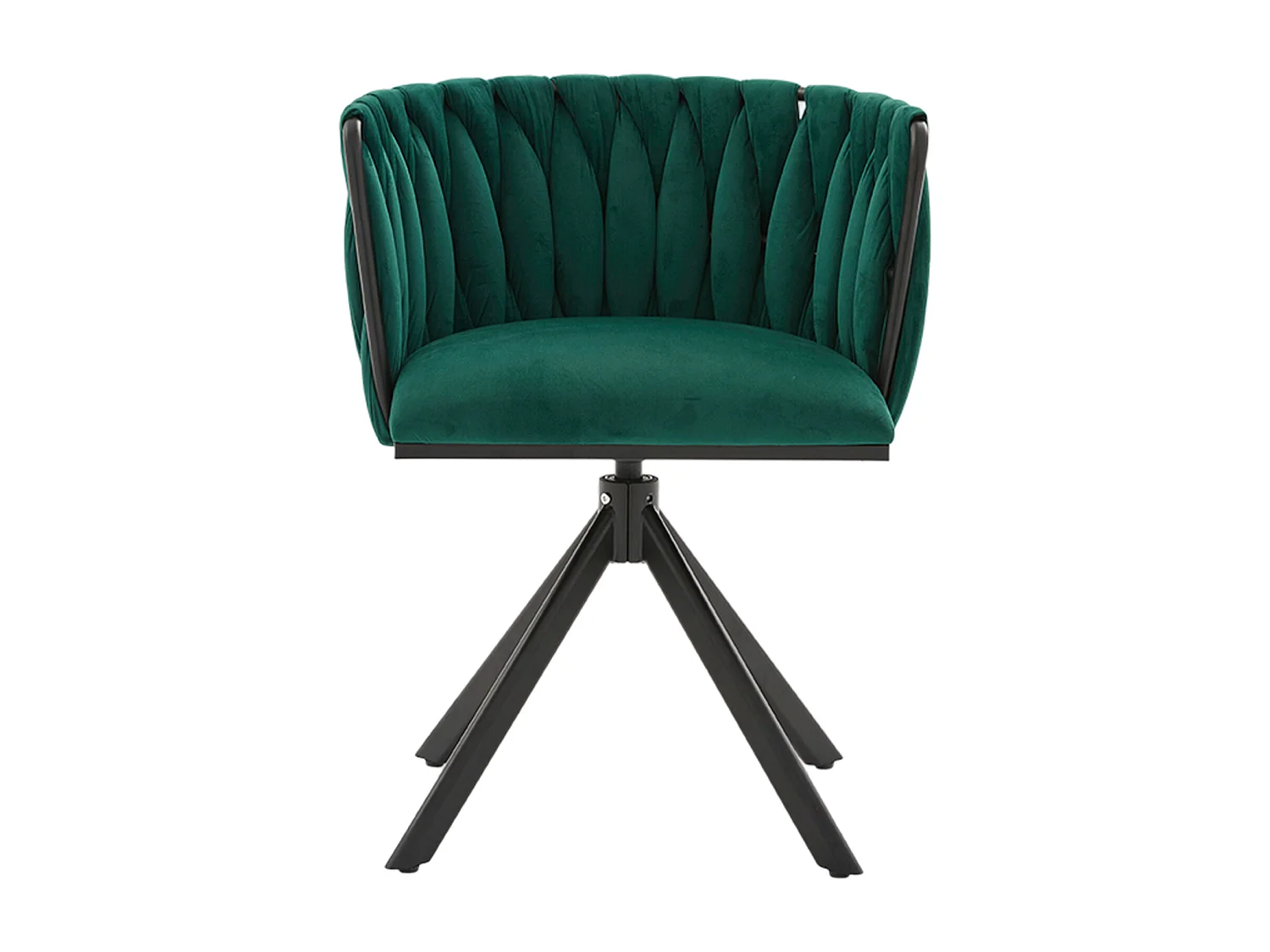 Lot de 2 chaises de salle à manger pivotantes à 180°, pour le salon, pied en métal noir, Velours vert émeraude