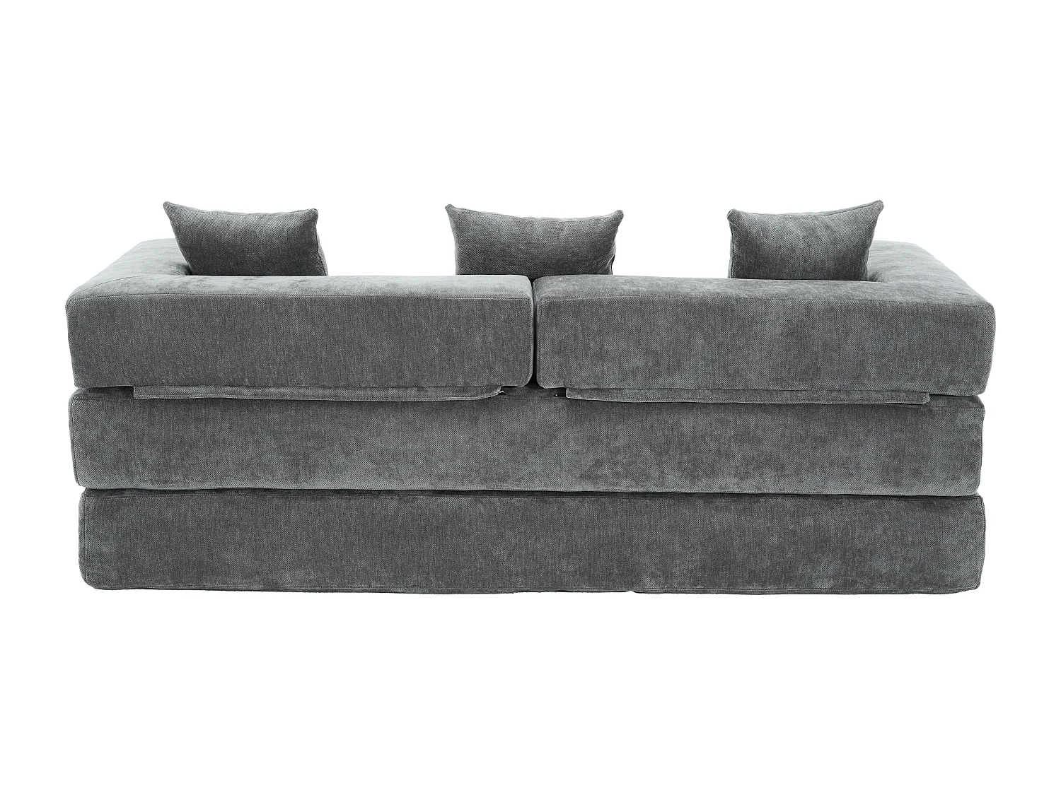 Canapé 2 places moderne 198x79x60 cm, modulable à volonté, 2 poches, pour le salon, Chenille Gris foncé