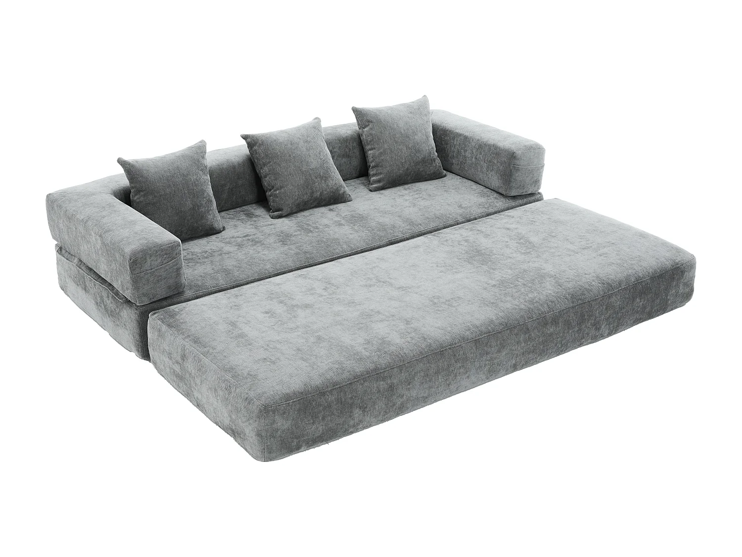 Canapé 2 places moderne 198x79x60 cm, modulable à volonté, 2 poches, pour le salon, Chenille Gris foncé
