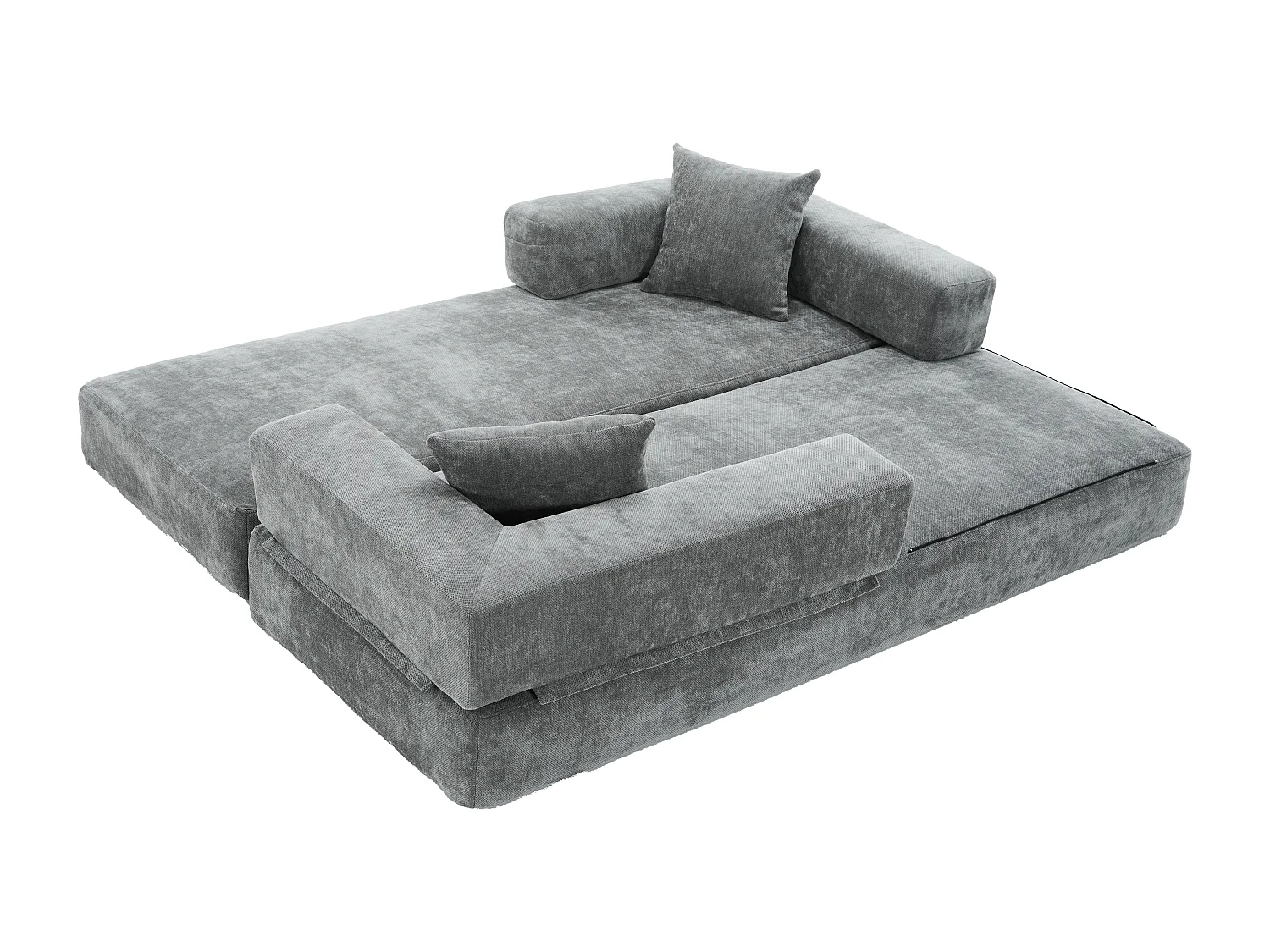 Canapé 2 places moderne 198x79x60 cm, modulable à volonté, 2 poches, pour le salon, Chenille Gris foncé