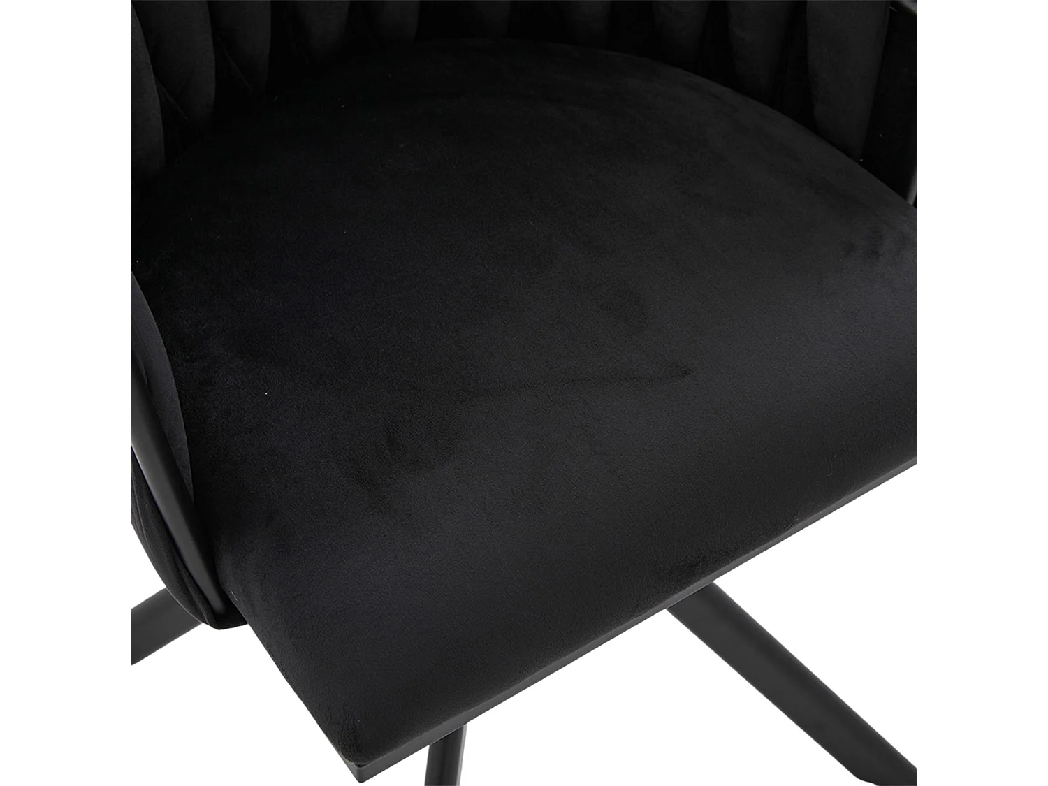 Silla Giratoria 56x50x70 Cm 180° Terciopelo Con Pies Ajustables Y Estructura Metalica – Color Negro