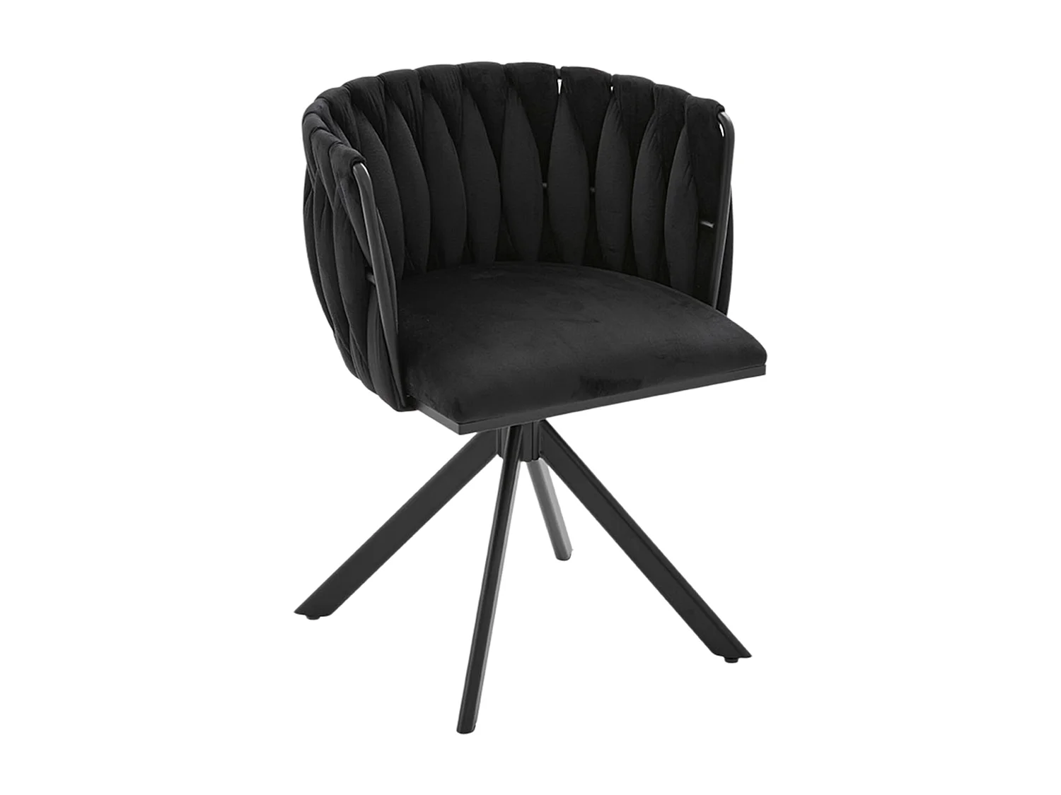 Silla Giratoria 56x50x70 Cm 180° Terciopelo Con Pies Ajustables Y Estructura Metalica – Color Negro