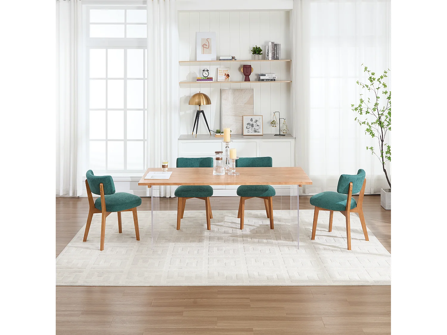 Eetkamerstoel 54,5 X 47 X 77 Cm - Set Van 2 Met Ergonomische Rugleuning - Voor Eetkamer Kantoor - Hout - Groen