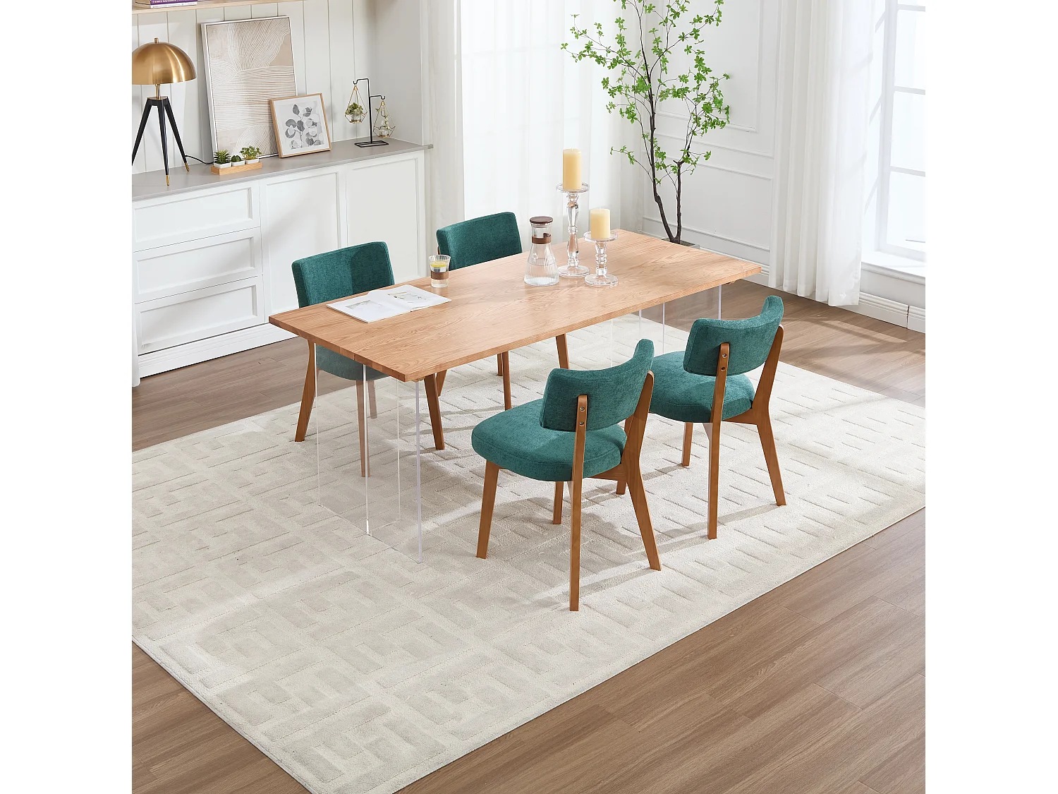 Eetkamerstoel 54,5 X 47 X 77 Cm - Set Van 2 Met Ergonomische Rugleuning - Voor Eetkamer Kantoor - Hout - Groen