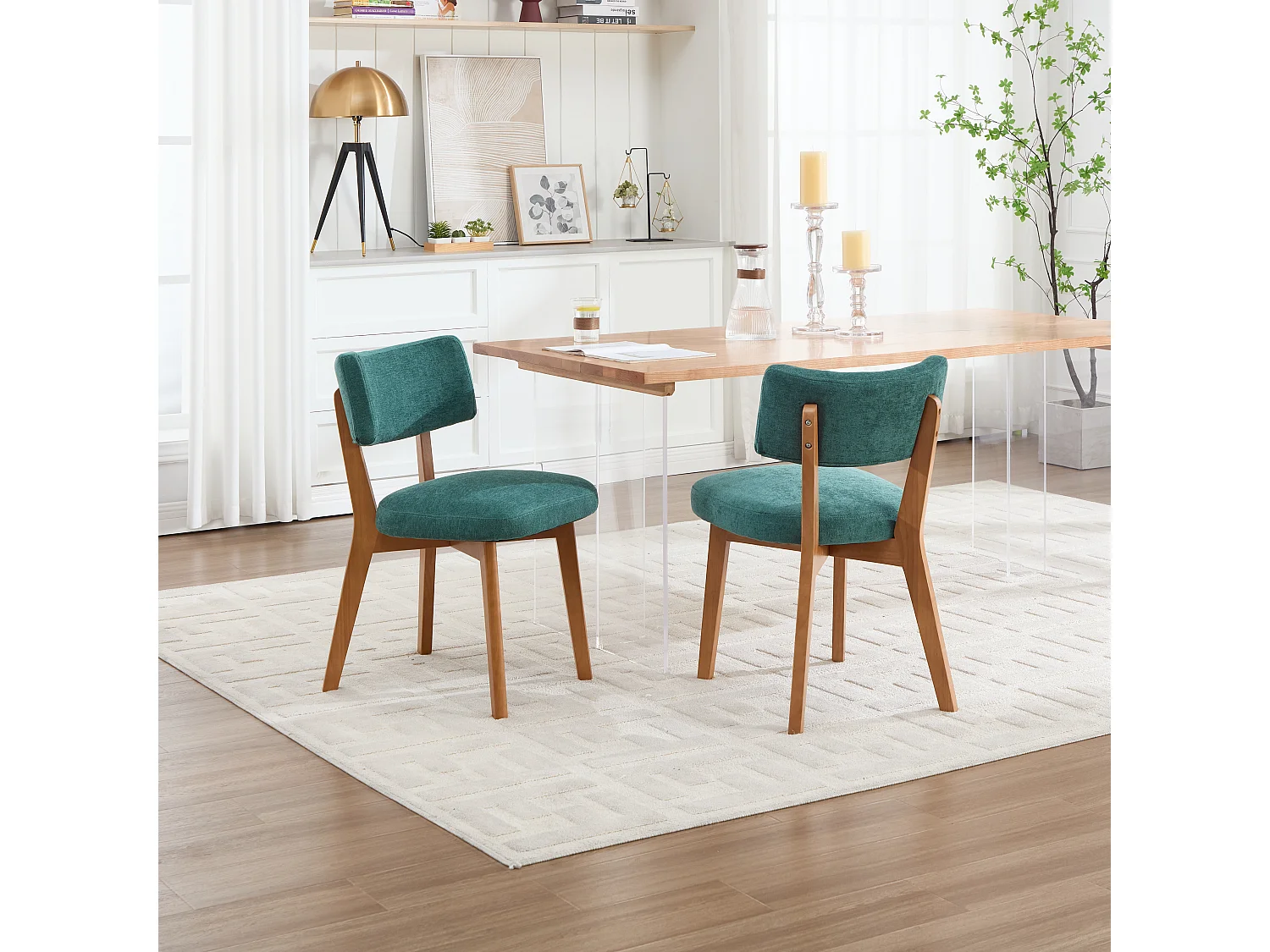 Eetkamerstoel 54,5 X 47 X 77 Cm - Set Van 2 Met Ergonomische Rugleuning - Voor Eetkamer Kantoor - Hout - Groen