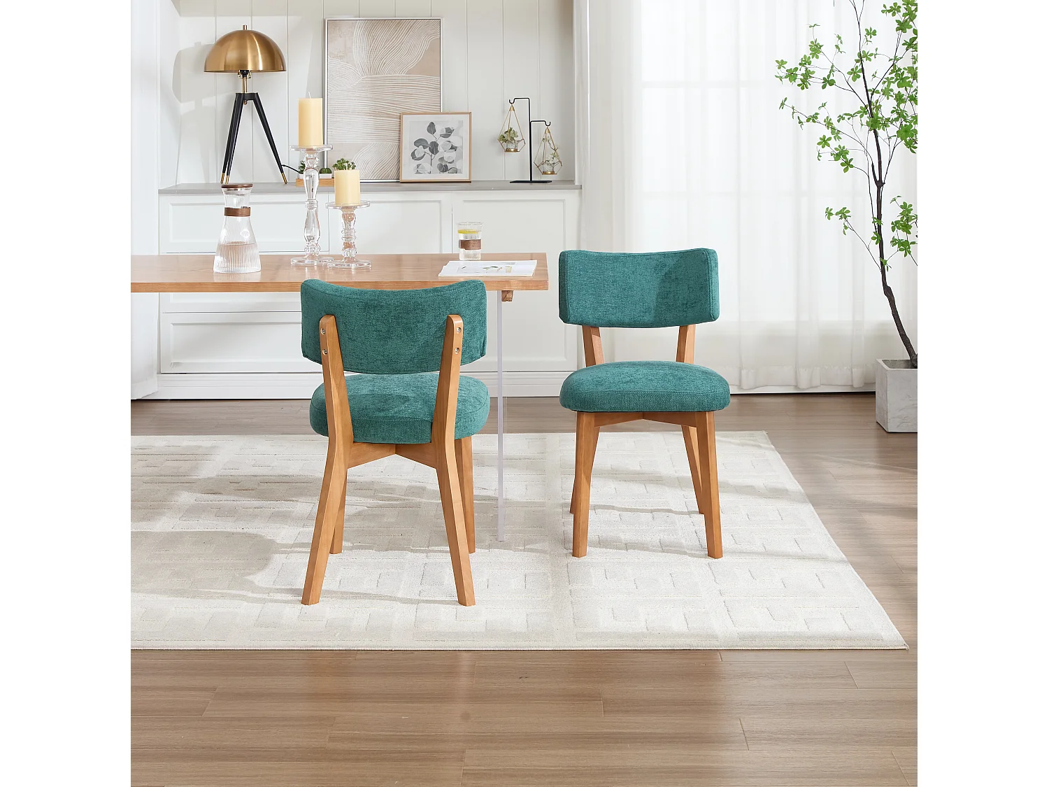 Eetkamerstoel 54,5 X 47 X 77 Cm - Set Van 2 Met Ergonomische Rugleuning - Voor Eetkamer Kantoor - Hout - Groen