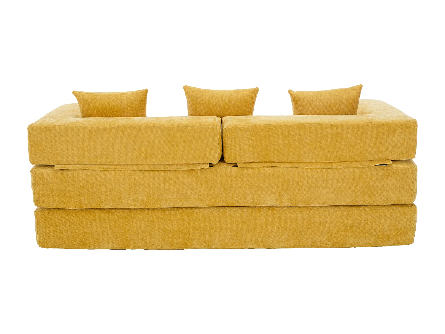 Canapé 2 places moderne 198x79x60 cm, modulable à volonté, 2 poches, pour le salon, Chenille Jaune moutarde