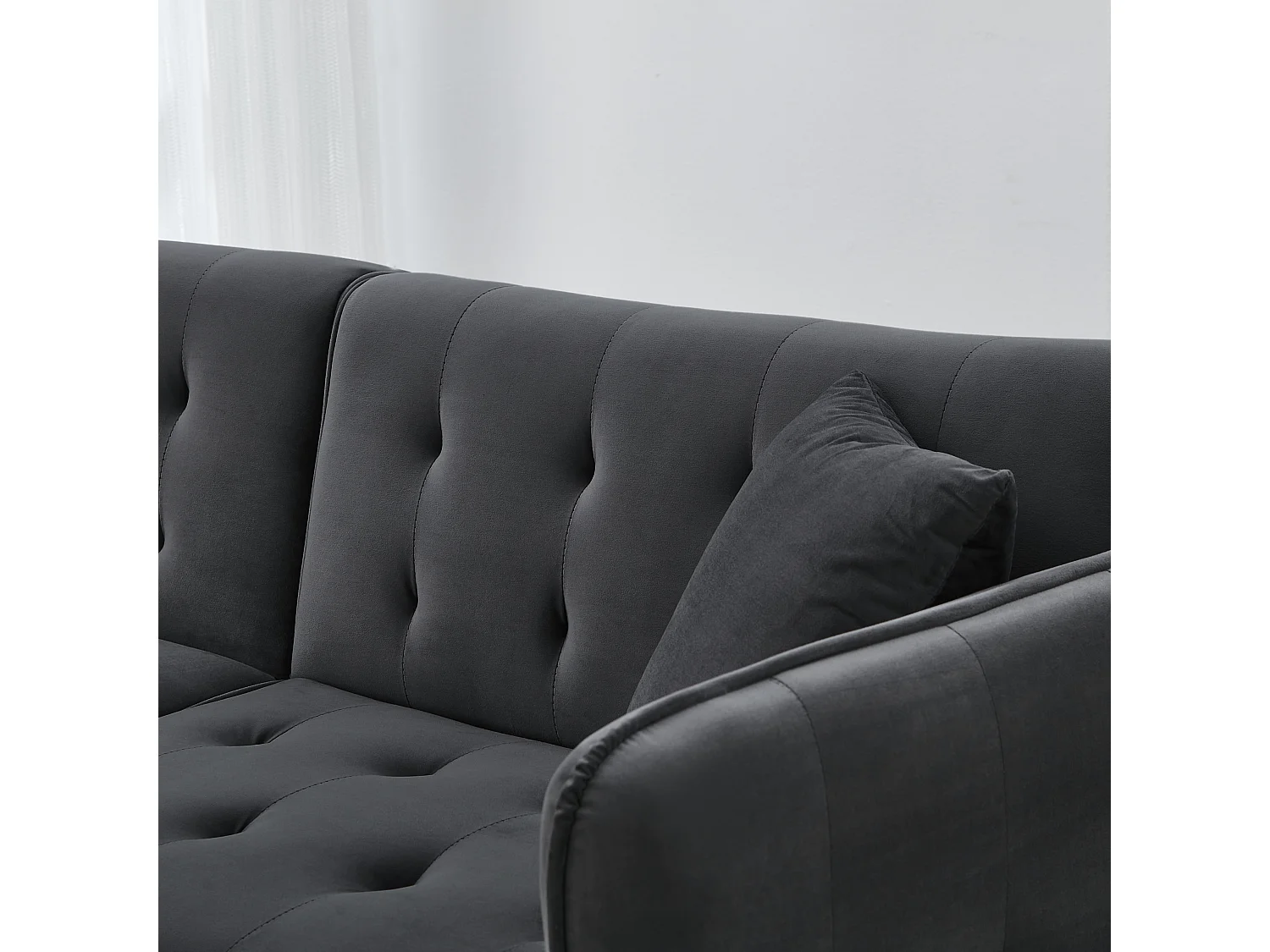 Slaapbank – 2-Zits met Dubbel Verstelbare Rugleuningen en 6-Stand Armleuningen – 215x81,5 cm Ligvlak voor Kleine Woningen – Fluweel – Antiekgrijs