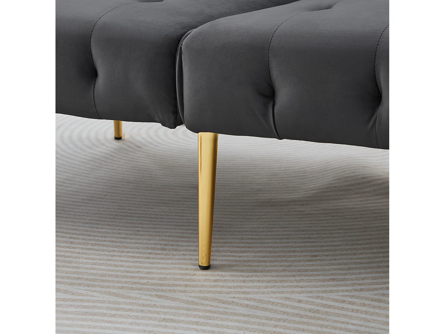 Sofá Cama 2 Plazas 215x81,5 Cm Respaldo Y Reposabrazos Ajustables Velours Con Patas Metálicas – Gris Antiguo