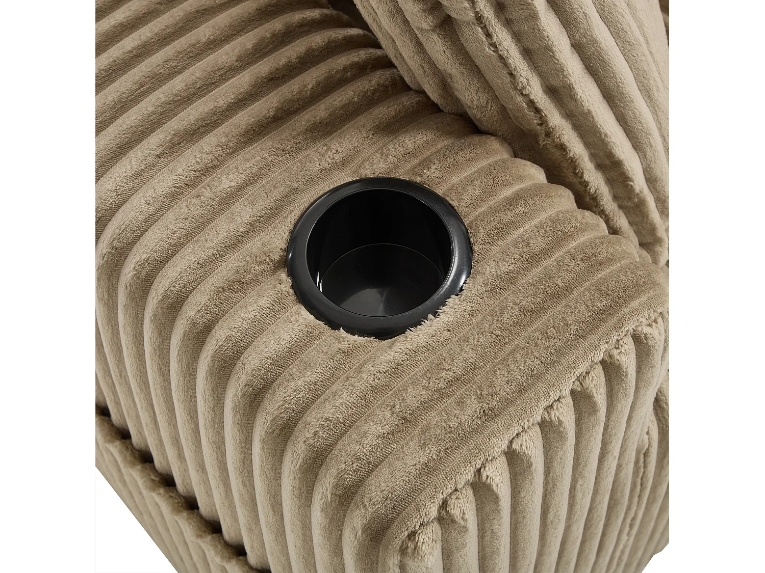 Hoekbank – 2-Zits Met Chaiselongue Modulair – Met Zijvakken, Drinkhouder & 5 Kussens – Hoogdicht Schuim Voor Langdurig Zitcomfort – Ribfluweel – Khaki