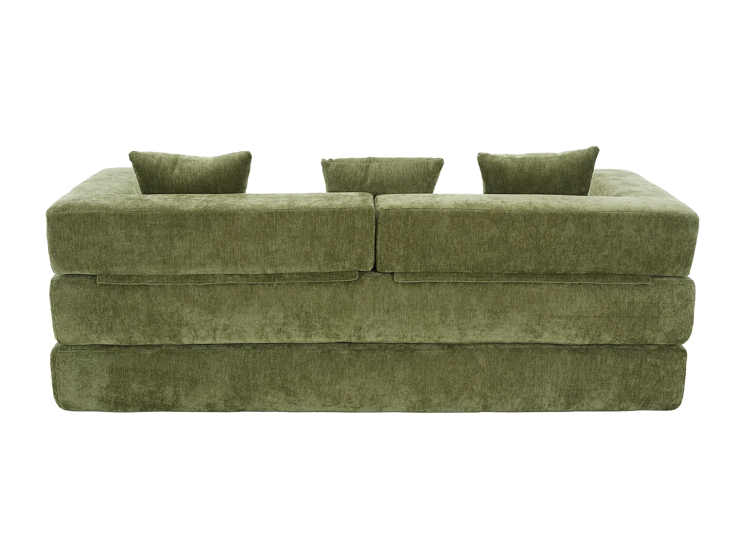 Canapé 2 places moderne 198x79x60 cm, modulable à volonté, 2 poches, rangement, pour le salon, Chenille vert