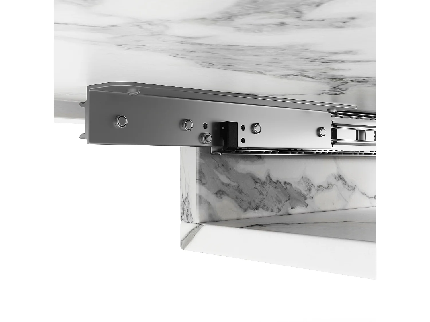 Eettafel Uitschuifbaar - Marmerlook Tafelblad - Stervormige Metalen Poten - Voor Eetkamer En Keuken - Wit - 120 160x80x66,1 Cm