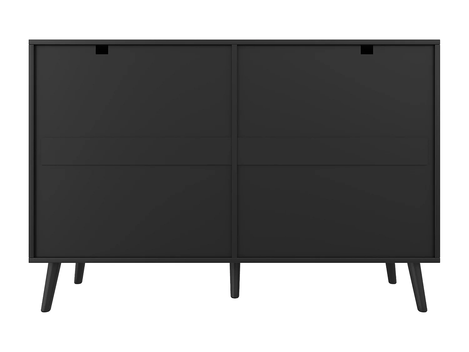 Commode ​​moderne à six tiroirs, 120x40x85 cm, rangement, en panneau de particules et MDF, black et natural