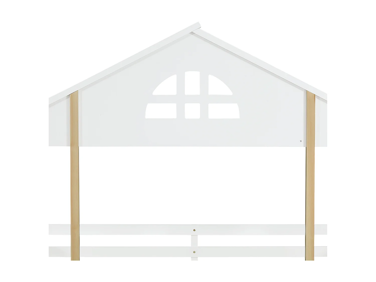 Stapelbed 90x200 cm – Met Trap En Glijbaan – Met Raamdetails En Valbeveiliging – Met Lattenbodem – Zonder matras – Massief Hout – Wit Naturel