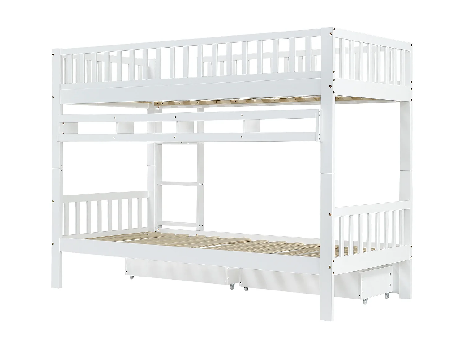 Lit superposé enfant 90x200 cm, rangement, émontable pour former deux lits, pin et MDF, blanc, sans matelas