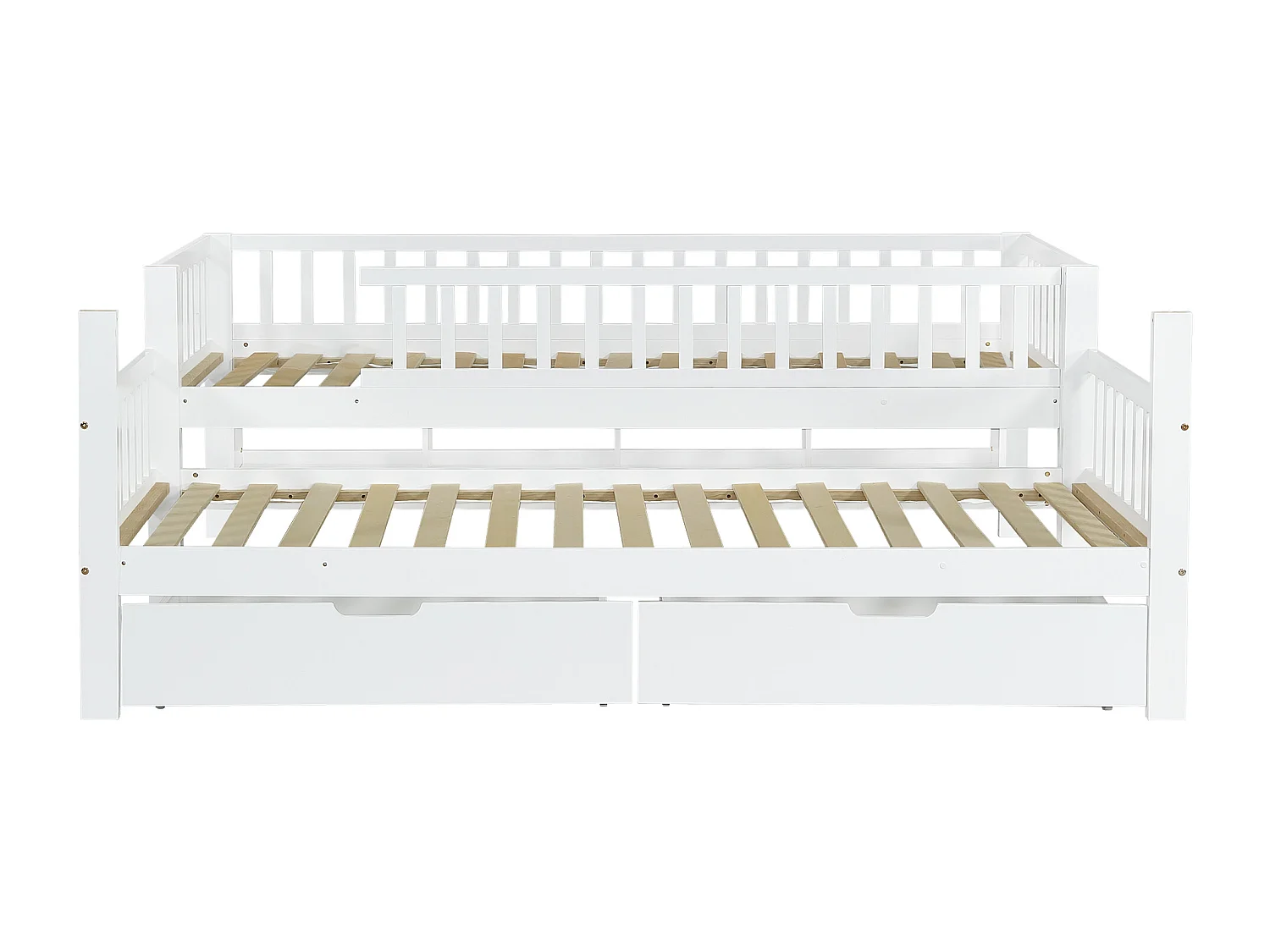 Lit superposé enfant 90x200 cm, rangement, émontable pour former deux lits, pin et MDF, blanc, sans matelas