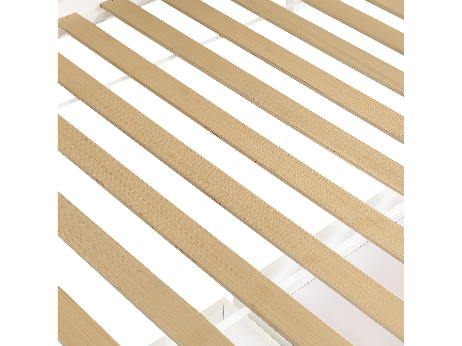 Lit superposé enfant 90x200 cm et 120x200 cm avec 2 tiroirs, échelle inclinée, bois blanc, sans matelas