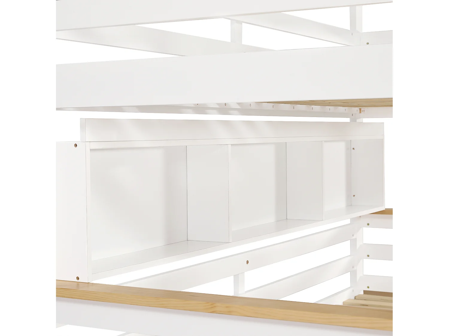 Lit superposé enfant 90x200 cm et 120x200 cm avec 2 tiroirs, échelle inclinée, bois blanc, sans matelas
