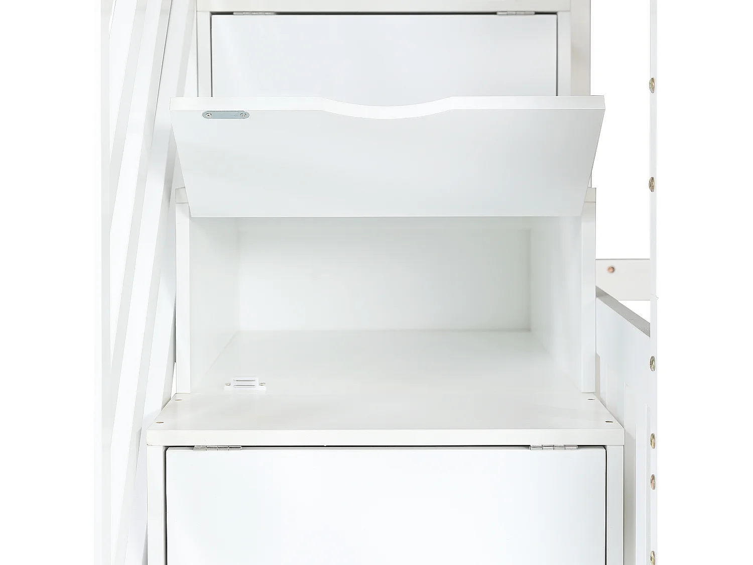 Kinder Stapelbed 90 x 200 cm - Met Ramen, 2 Lades En Opbergladder - Hout + MDF - Zonder Matras