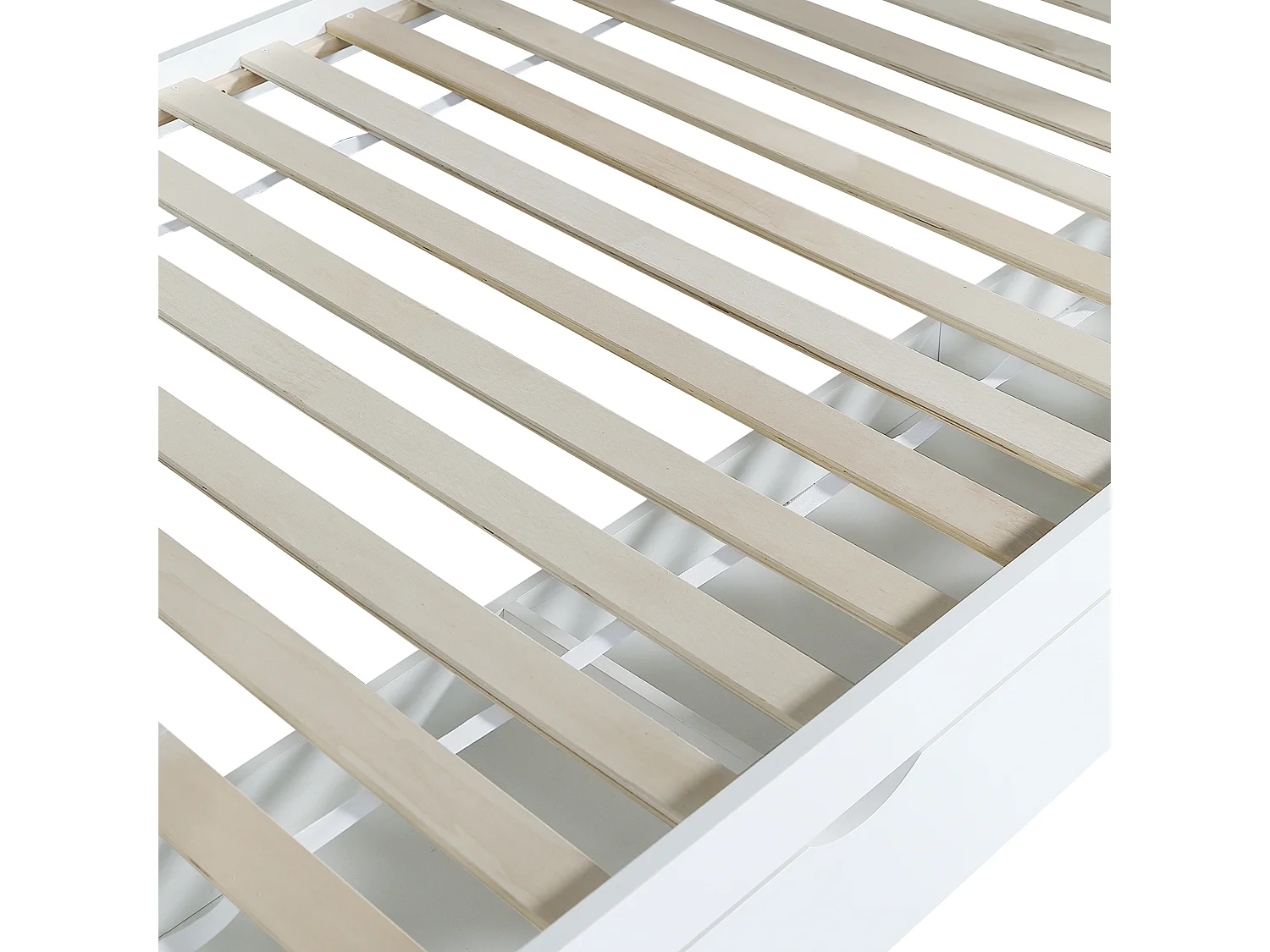 Lit superposé enfant 90x200 cm avec fenêtre, toboggan, 3 tiroirs et rangement intégré, blanc, sans matelas