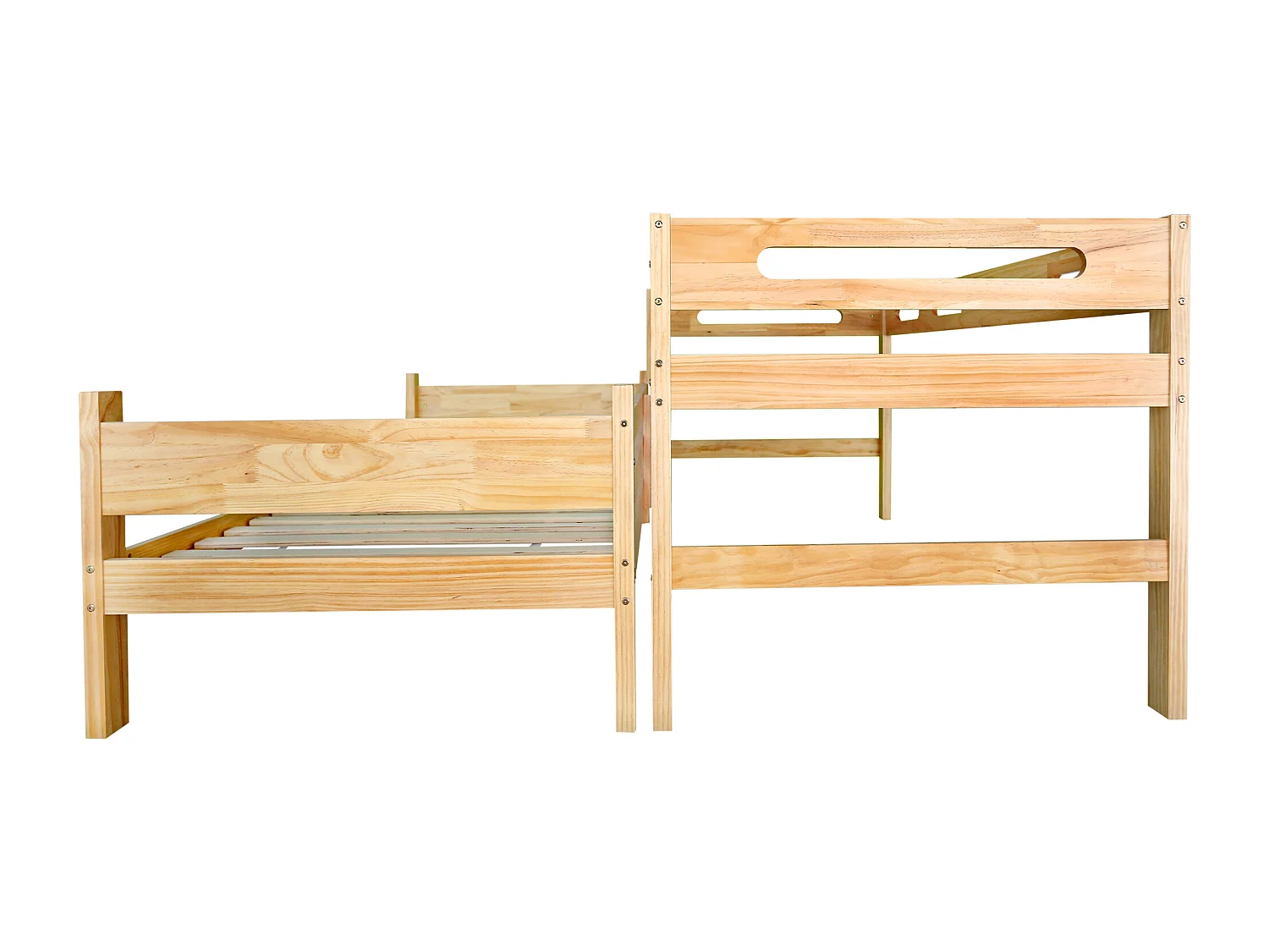 Lit superposé 90x200 cm, style simple, divisé en 2 lits simples, pin et MDF, naturel, sans matelas