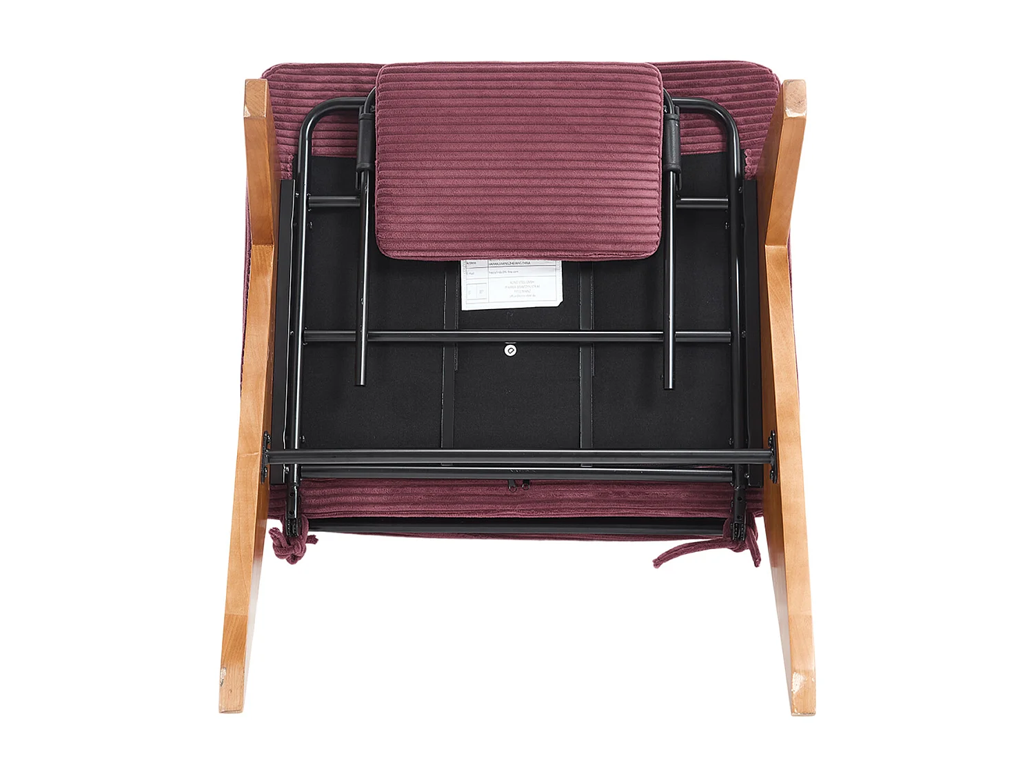 Loungestoel - Verstelbare Rugleuning & Lendenkussen - Ribfluweel 1-Zits Met Voetsteun - Massief Hout - Modern Voor Woonkamer - Rood