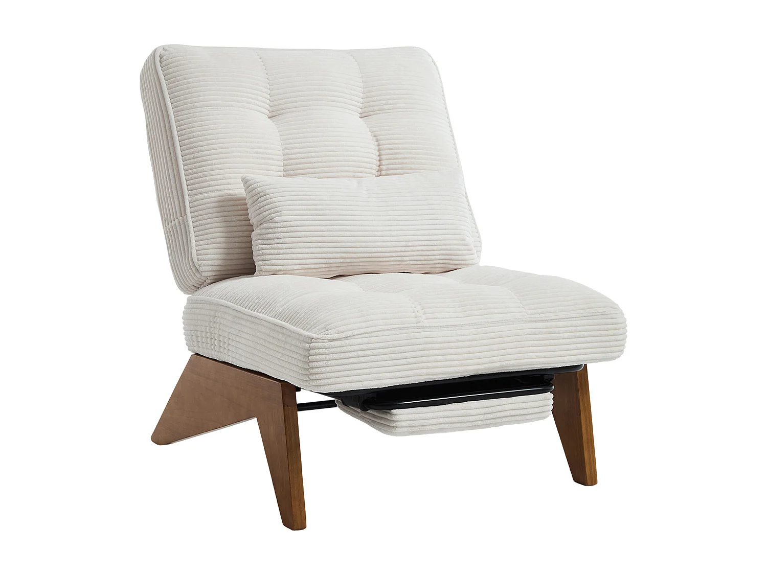 Fauteuil convertible simple, clic clac, dossier réglable sur 2 niveaux, Velours côtelé beige