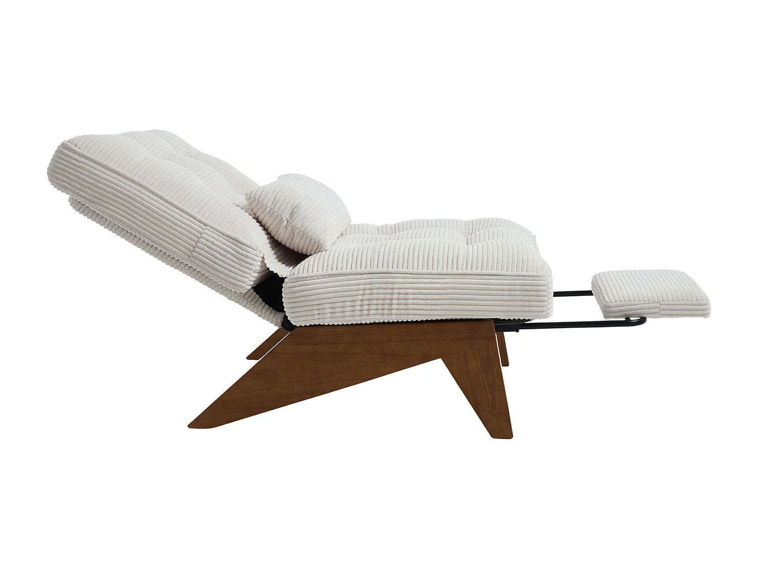 Fauteuil convertible simple, clic clac, dossier réglable sur 2 niveaux, Velours côtelé beige