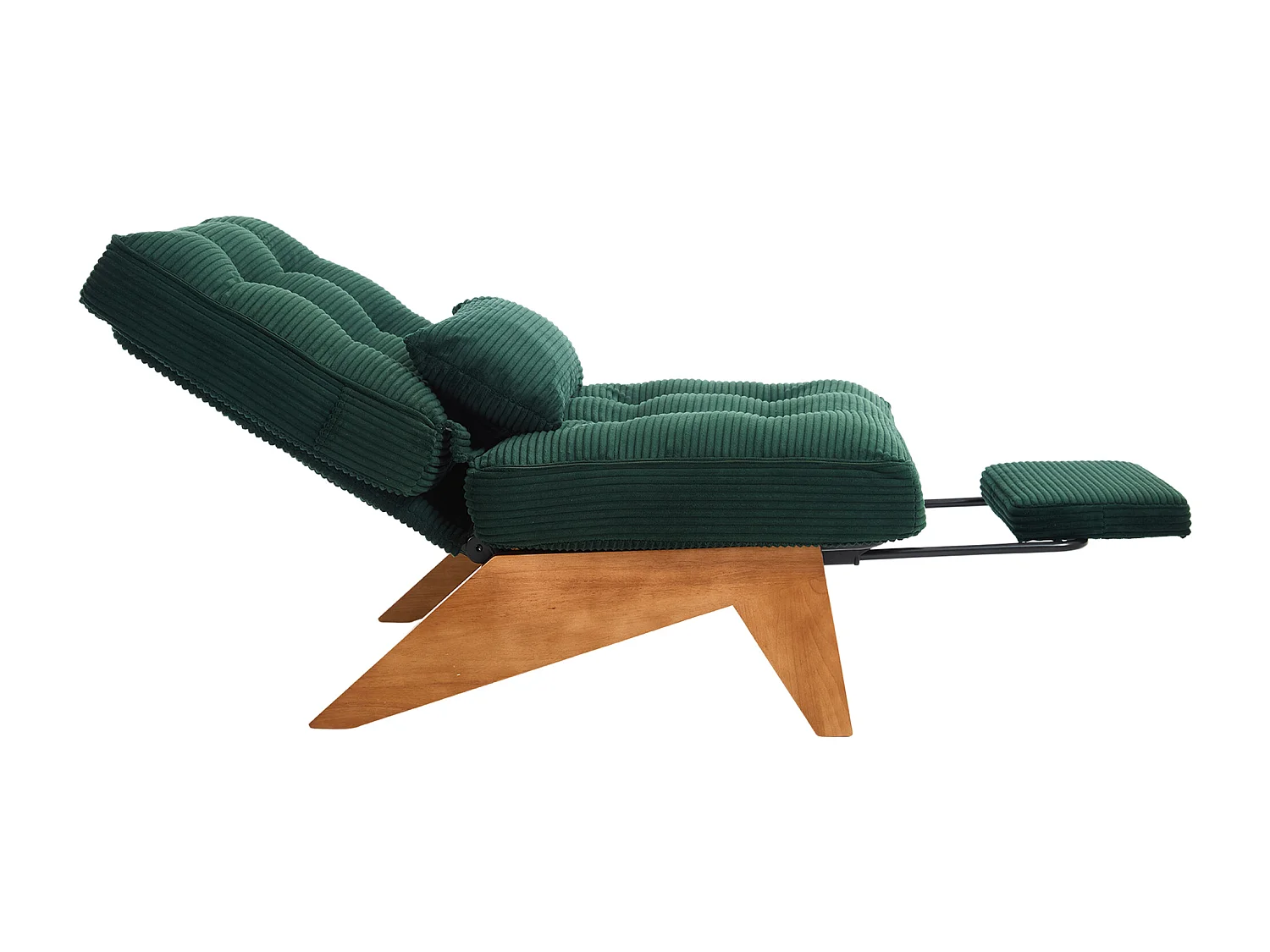 Fauteuil convertible simple, clic clac, dossier réglable sur 2 niveaux, Velours côtelé vert émeraude