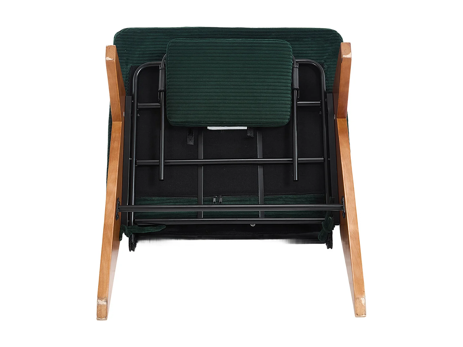 Fauteuil convertible simple, clic clac, dossier réglable sur 2 niveaux, Velours côtelé vert émeraude