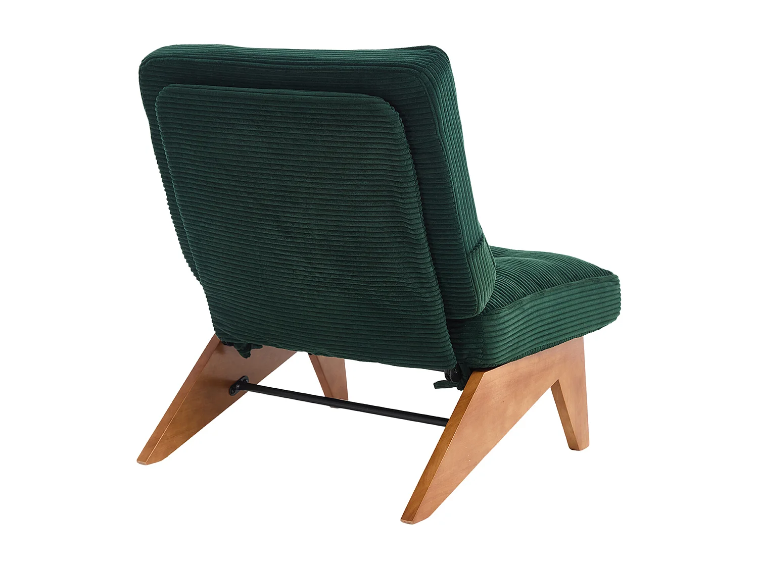 Fauteuil convertible simple, clic clac, dossier réglable sur 2 niveaux, Velours côtelé vert émeraude