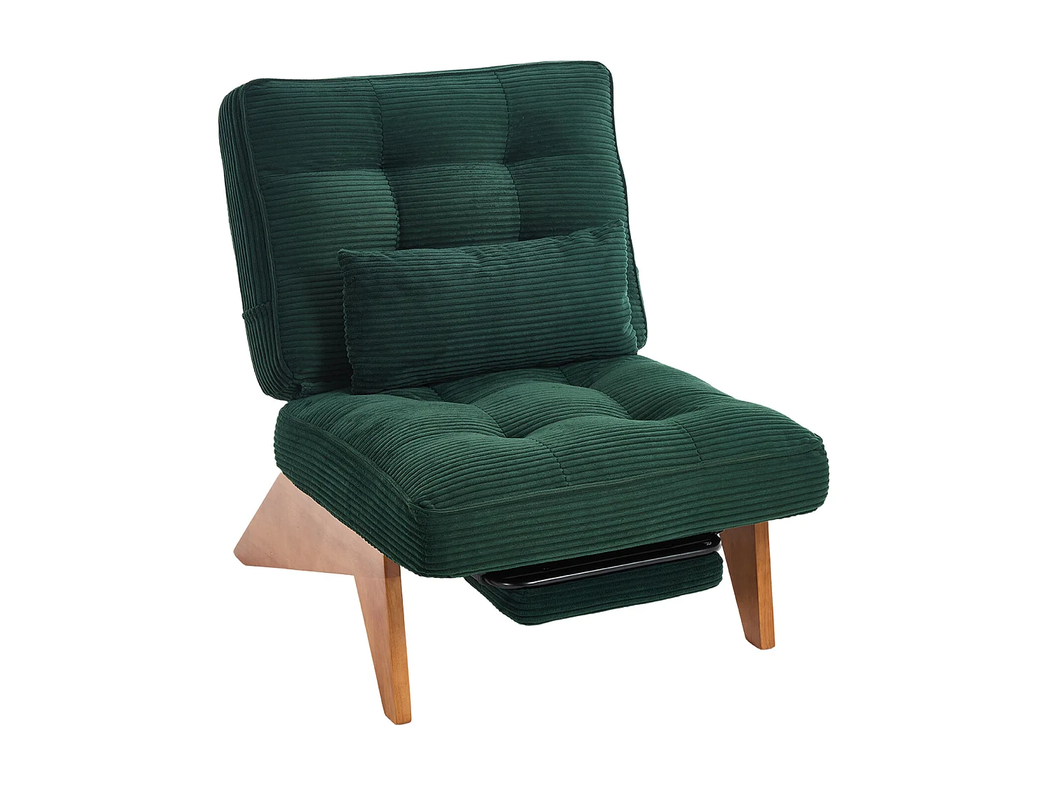 Fauteuil convertible simple, clic clac, dossier réglable sur 2 niveaux, Velours côtelé vert émeraude