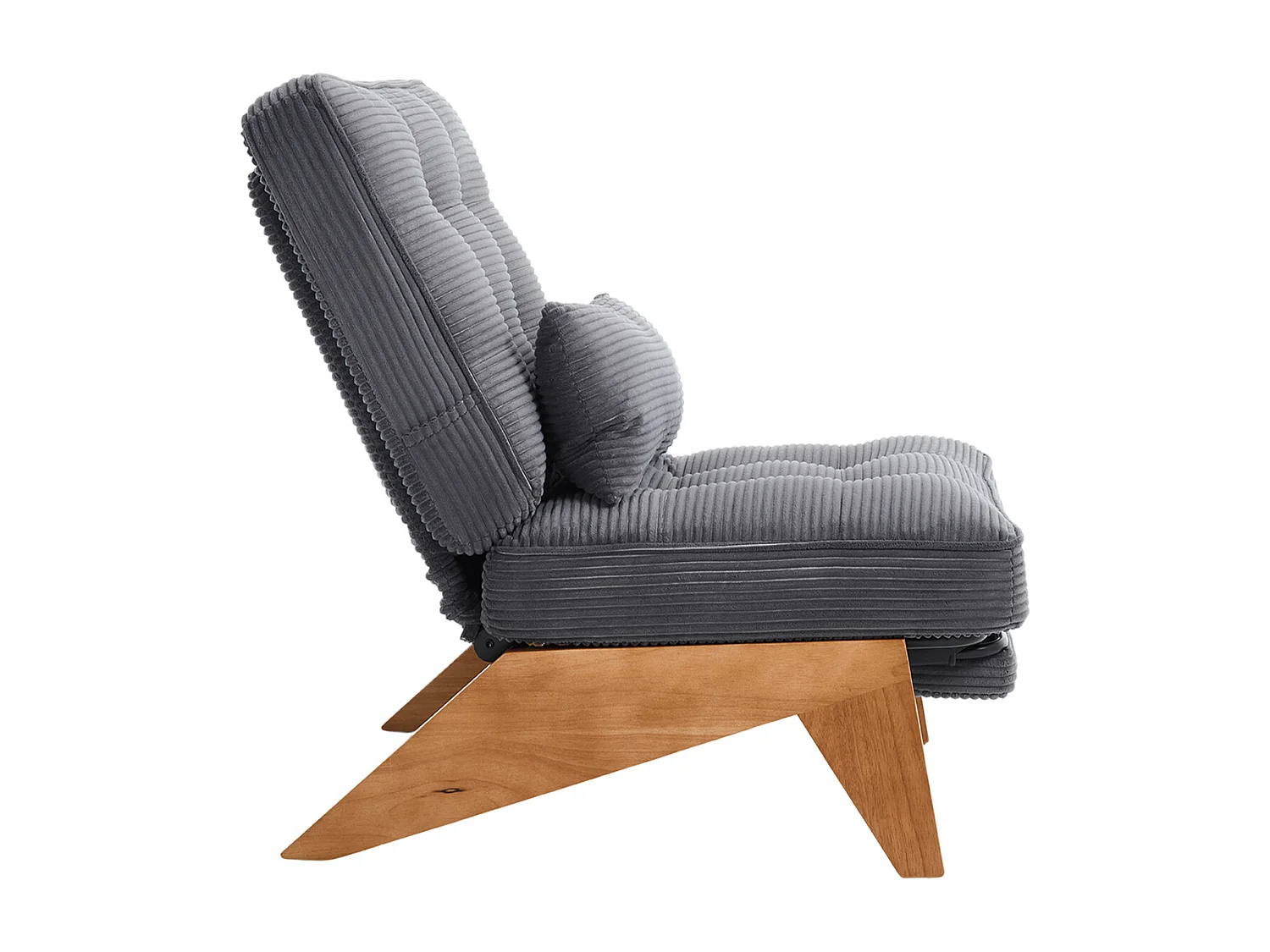Fauteuil convertible simple, clic clac, dossier réglable sur 2 niveaux, Velours côtelé Gris