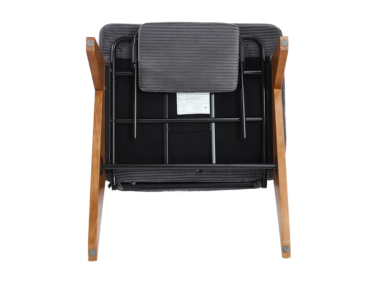 Fauteuil convertible simple, clic clac, dossier réglable sur 2 niveaux, Velours côtelé Gris