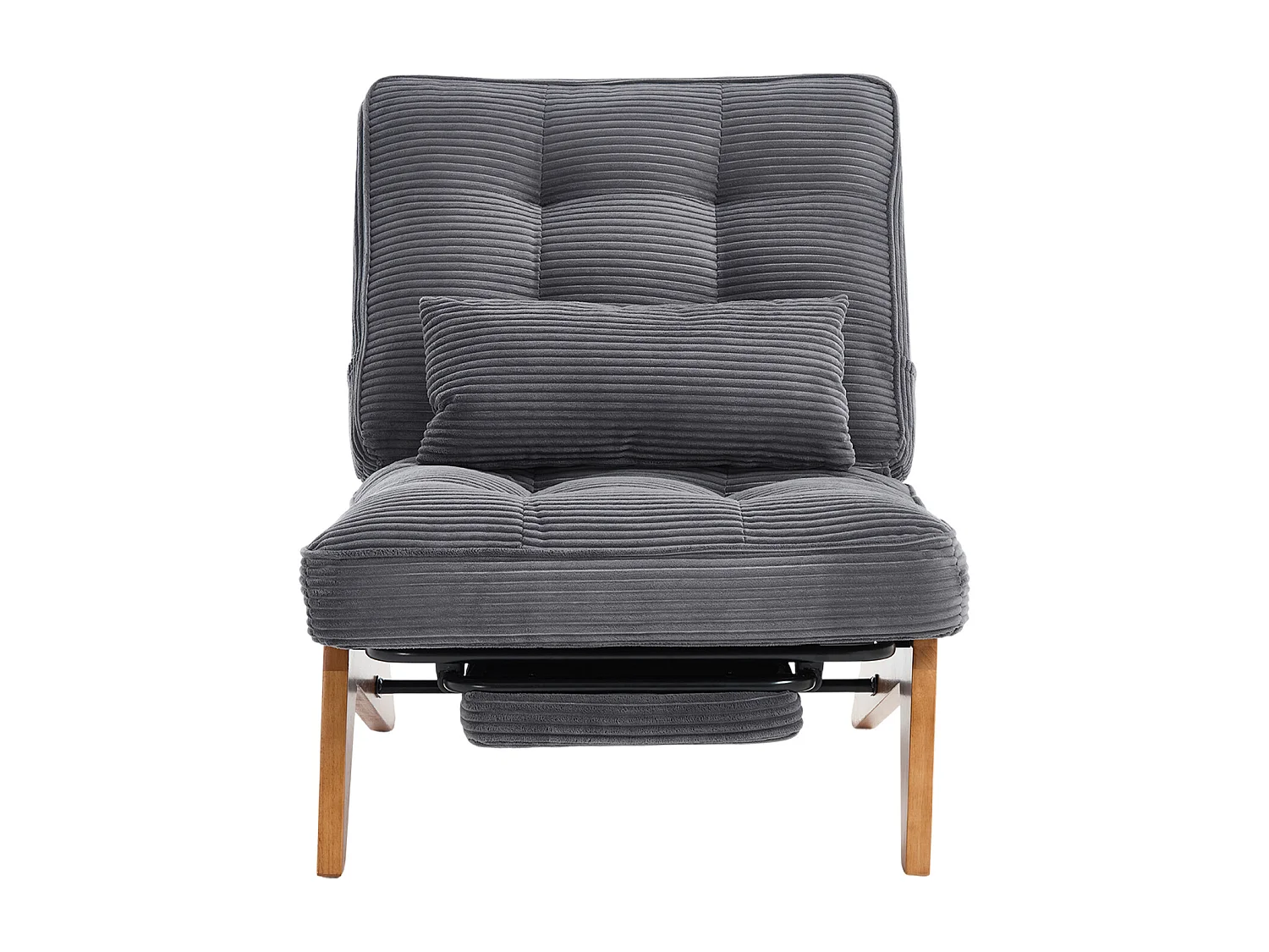 Fauteuil convertible simple, clic clac, dossier réglable sur 2 niveaux, Velours côtelé Gris