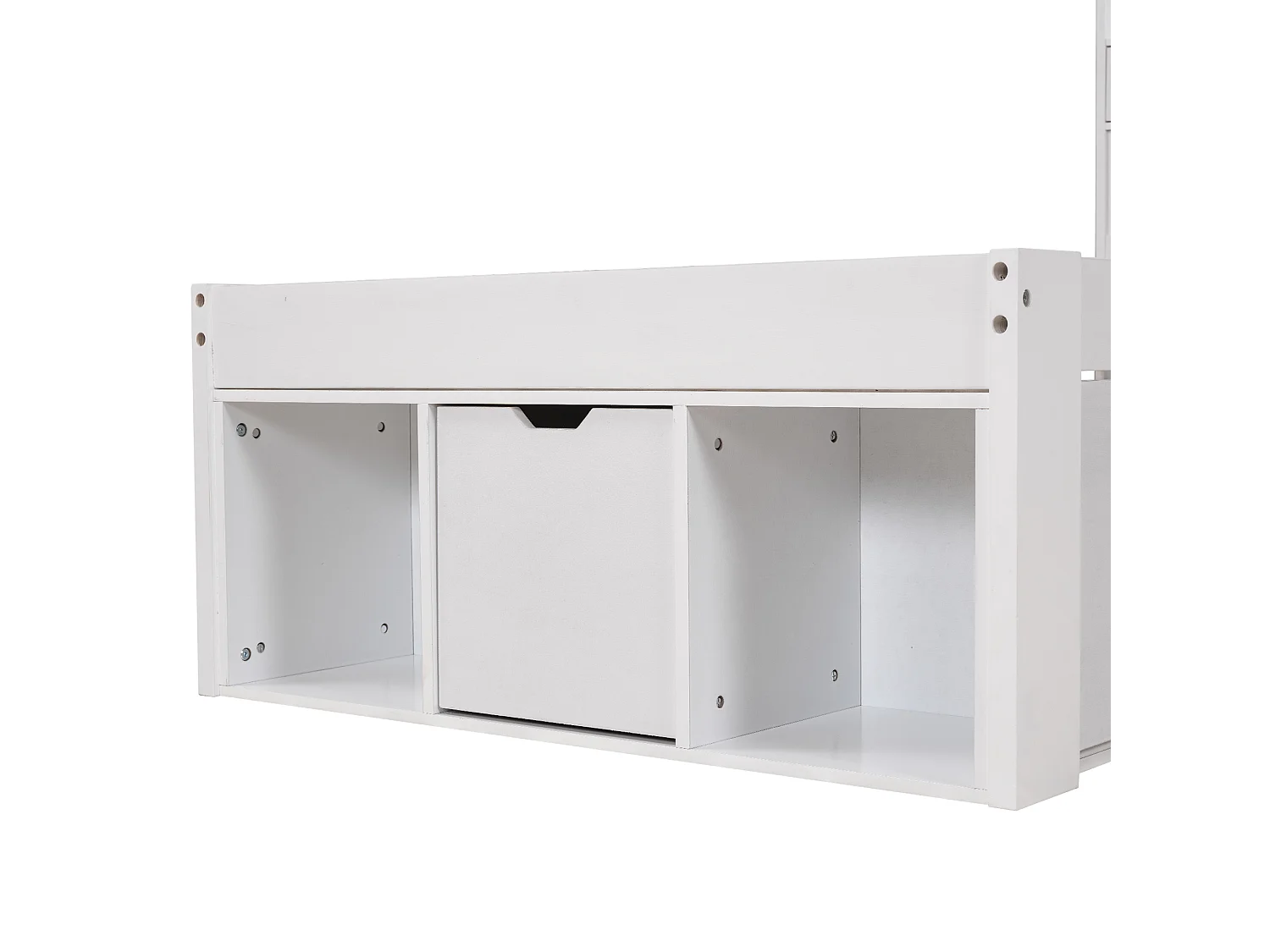 Lit simple Lit enfant 90x200 cm avec ports USB, 4 tiroirs, 3 niche, bois blanc, sans matelas