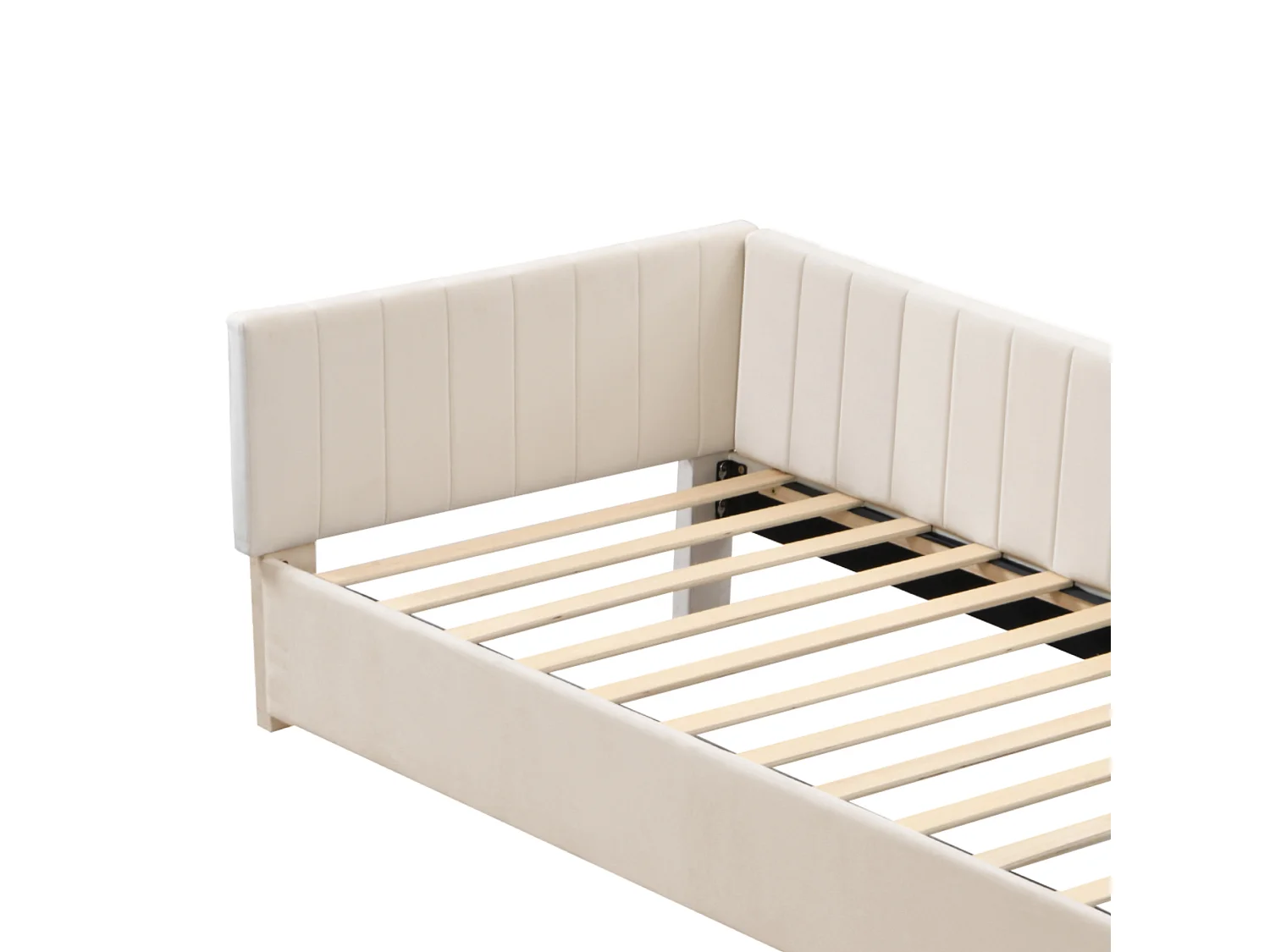 Canapé-lit Lit enfant 90x200 cm avec sommier et tête de lit, velours beige, sans matelas