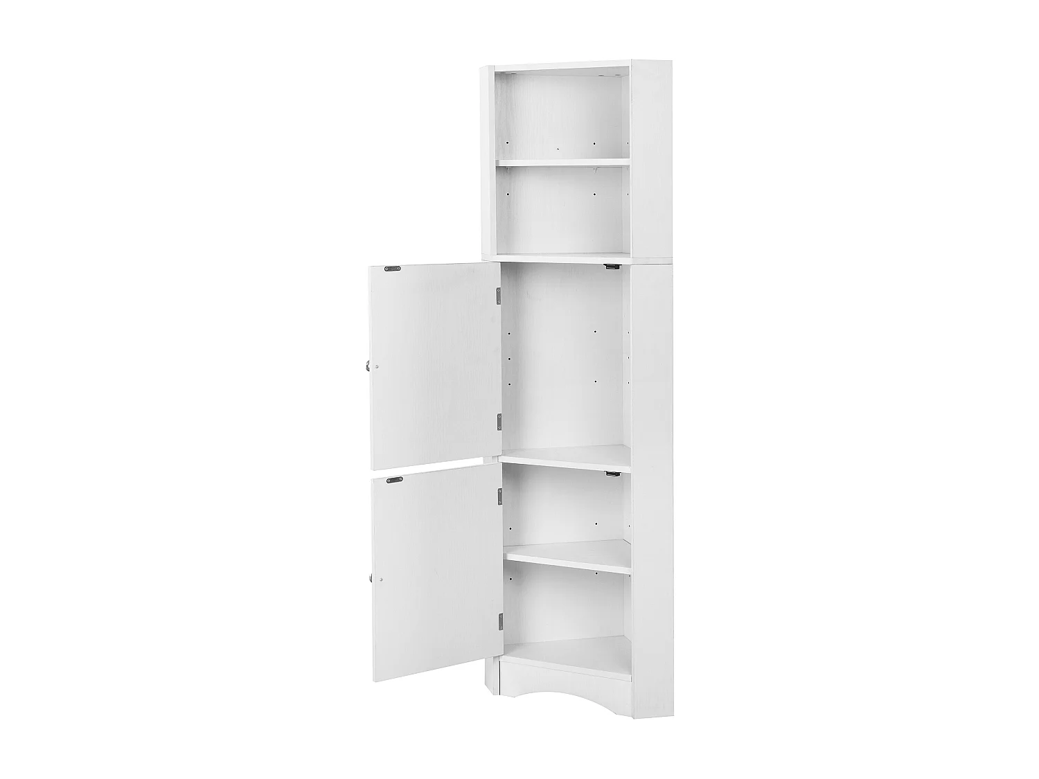 Colonne d'angle de salle de bain moderne 36,5x36,5x155 cm, étagères réglables, Panneaux de particules blanc