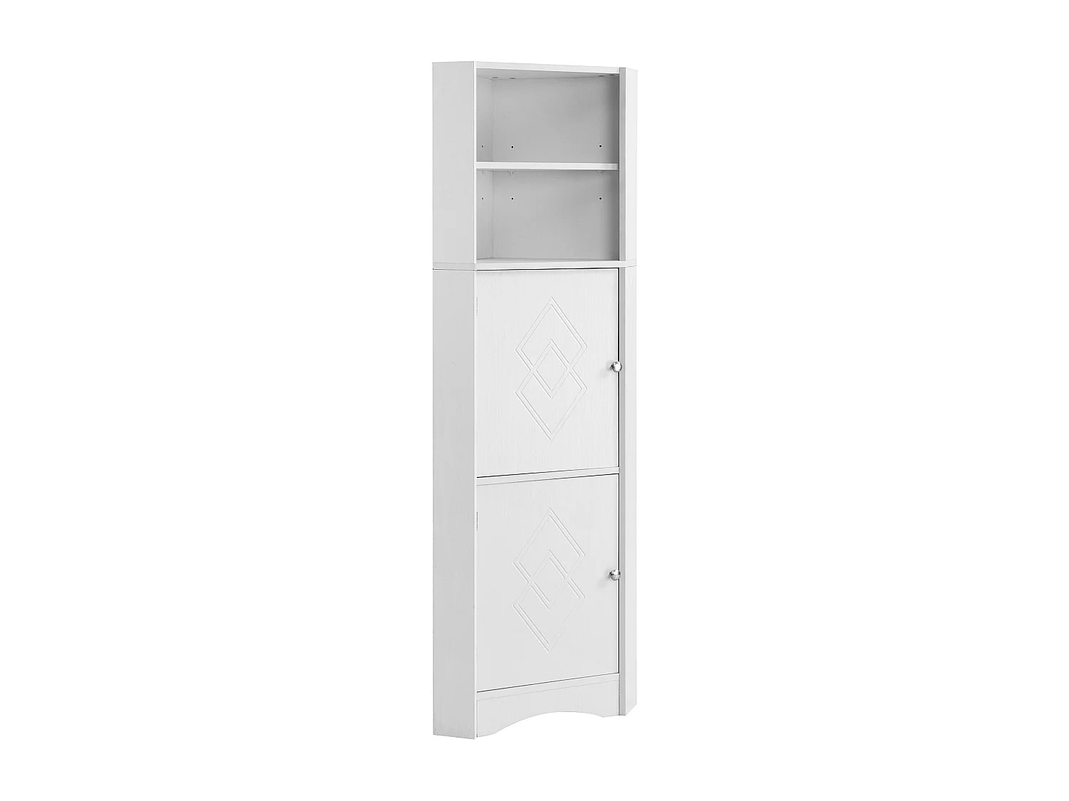 Colonne d'angle de salle de bain moderne 36,5x36,5x155 cm, étagères réglables, Panneaux de particules blanc