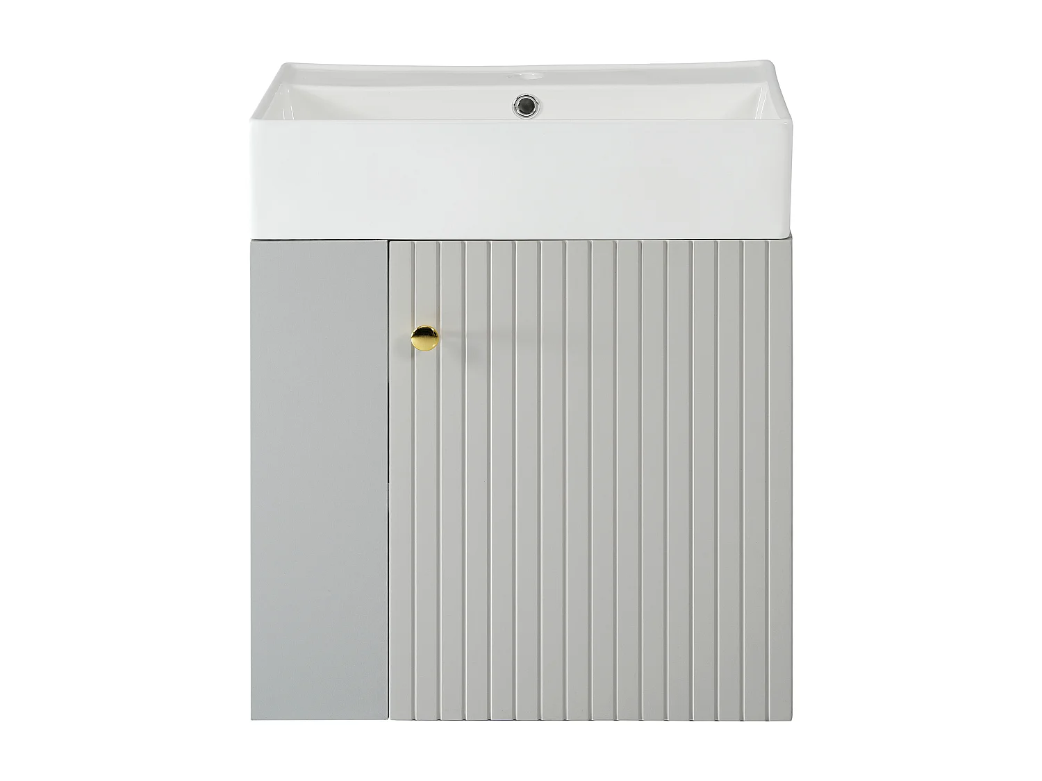 Hangend Wastafelmeubel 55 x 31 x 66,5 cm - Met Opbergruimte Onder Wastafel - Keramiek Wit + Grijze Spaanplaat