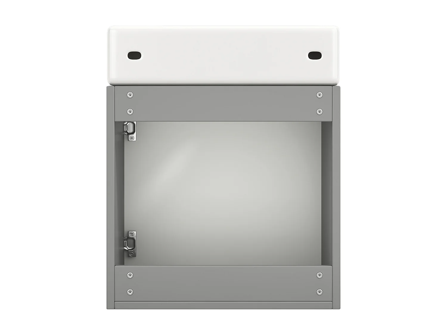 Meuble vasque suspendu 46,5x26,5x11 cm avec rangement sous vasque, style simple, céramique  blanc+MDF gris